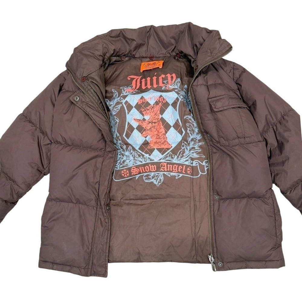 VTG Juicy Couture Womens XS Chocolate Brown Snow Angel 2003 Down Puffer Jacket